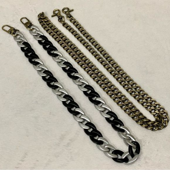 Handmade Genuine Leather Push-lock Clutch/Shoulder Bag/Crossbody & 2 Chains - Picture 16 of 16